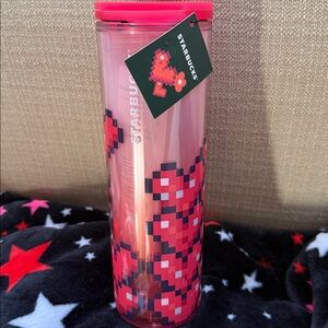 Starbucks Valentines Day Tumbler with Pixelated Heart Design